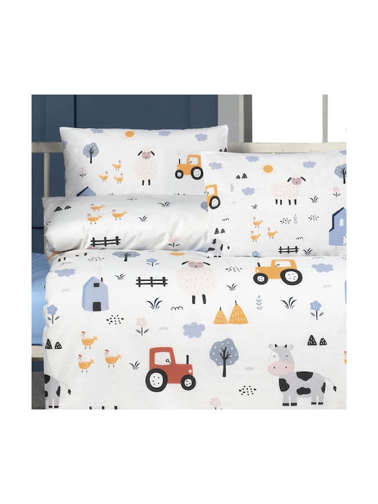 Beauty Home Baby Sheets Set Crib Cotton Light Blue Multicolored 100x150cm 4pcs