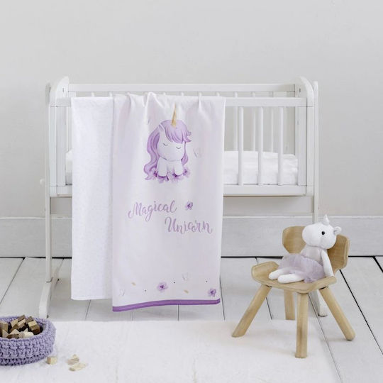 Nima Magical Unicorn Seturi de cearșafuri pentru bebeluși Pentru Cradle Bumbac Lila Albe 70x110buc