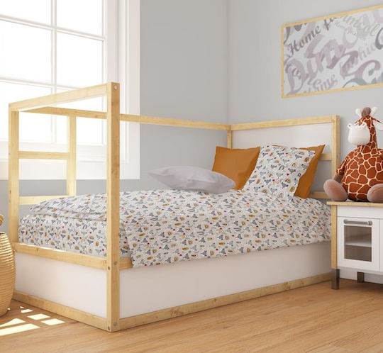 Dimcol Bebe Fox Baby Sheet Crib Cotton Fitted Gray 70x140cm