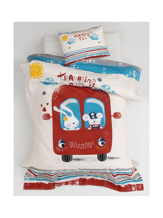 Palamaiki Happy Baby HB0605 Set Baby Bettlaken Für Krippe Baumwolle Rot 120x160cm