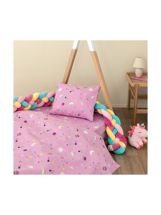 Palamaiki Poppet Комплект Бебешки Чаршафи За Количка Фланелени с Ластик Розов 70x140бр