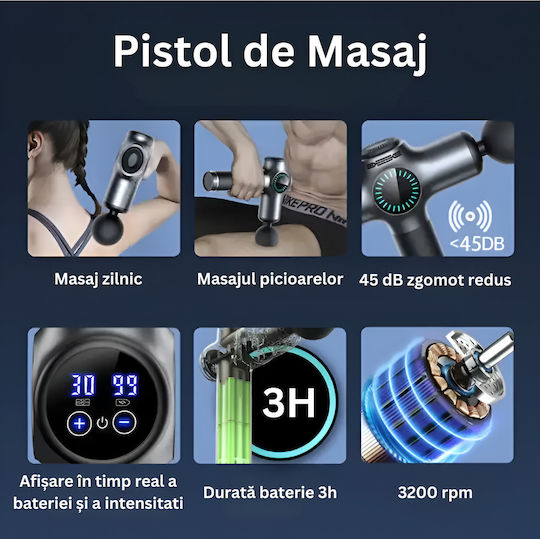 Dispozitiv de masaj pentru spate, picioare, corp & mâini împotriva celulitei Gri