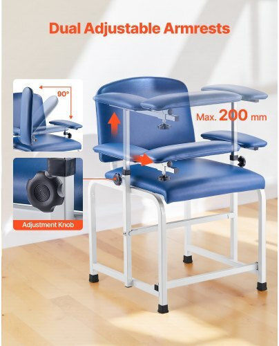 Vevor Phlebotomy Chair Blood Draw Chair Adjustable Armrests Flip Arm