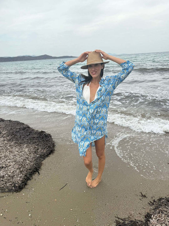 Achilleas Accessories Damenbademode Kaftan Für Die Strand Blau