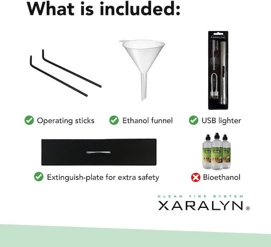 Xaralyn Burner L Επιδαπέδιο Τζάκι Βιοαιθανόλης Εσωτερικού / Εξωτερικού Χώρου Ασημί