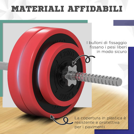 Sportnow Ίσια Μπάρα Φ25mm 7kg Μήκους 170cm με Βιδωτά Κολάρα