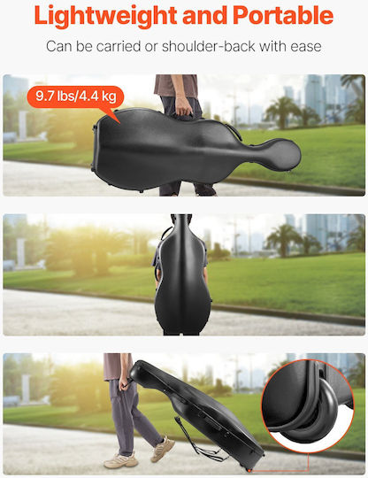 Vevor Case Cello Padded 4/4 Gray