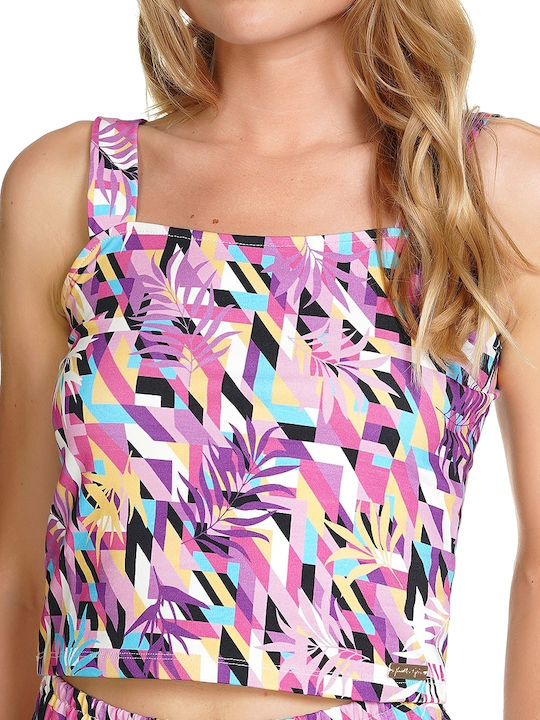 Women's Summer Crop Top Cotton Sleeveless Floral Multicolour