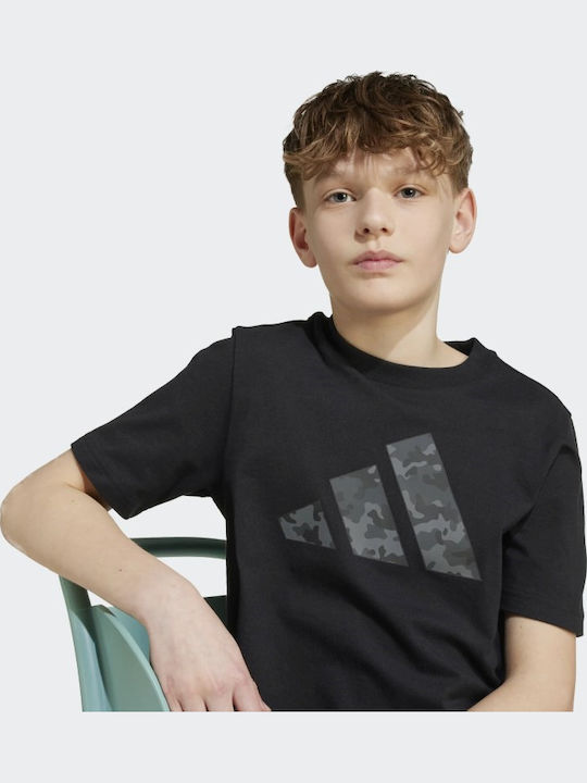 Kinderhemd Kurzarm Schwarz Camo