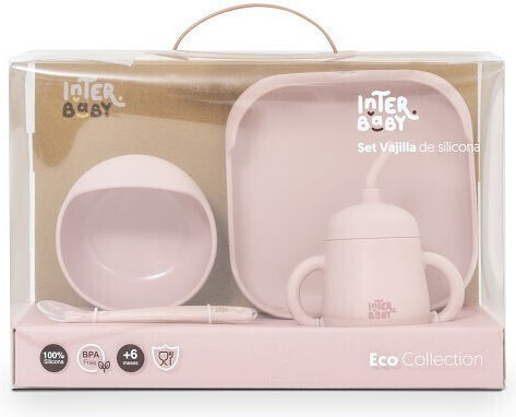 Interbaby Feeding Set made of Silicone Pink 4pcs