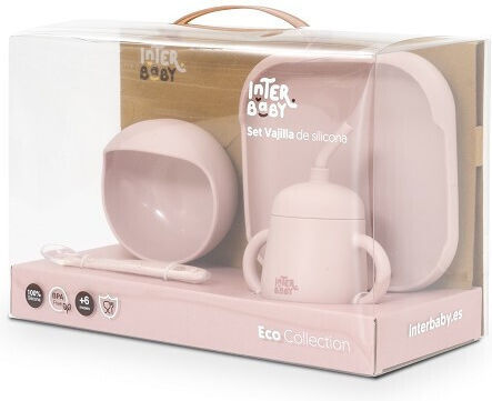Interbaby Feeding Set made of Silicone Pink 4pcs