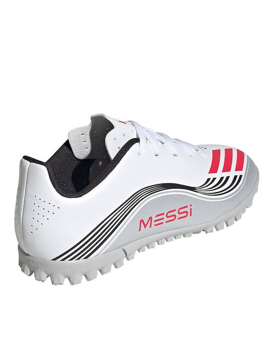 F50 Messi Club Kids Turf Soccer Shoes Cloud White / Lucid Red / Silver Metallic