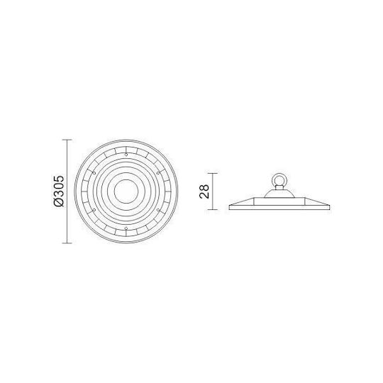 Spot Light Φωτιστικό Καμπάνα 150W Kühles Weiß 16500lm mit integrierter LED Schwarz