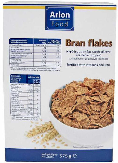 Arion Food Νιφάδες Σίτου Ολικής Άλεσης 375gr