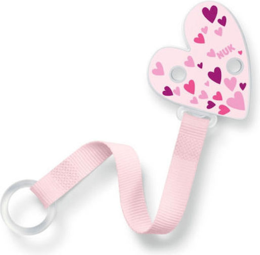 Nuk Pacifier Chain Plastic Hearts Pink Pink