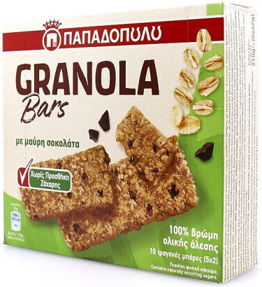 Papadopoulou Papadopoulou Müsliriegel Hafer Energie Nüsse mit Dunkler Schokolade Kein Zuckerzusatz 210gr