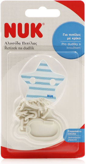 Nuk Pacifier Chain Plastic Star White-Blue Blue