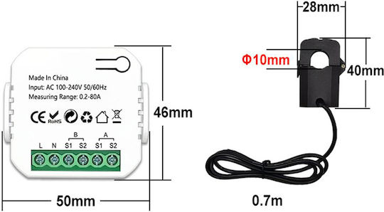 Smart Dual Channel Power Consumption Meter Wifi Electric Panel Meter 1360-15