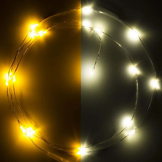 123 Λαμπάκια LED 1μ. Θερμό Λευκό Μπαταρίας σε Σειρά
