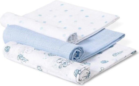 Interbaby Прегръщащи Пелени от Муселин Blue Син 55x70см. 3бр