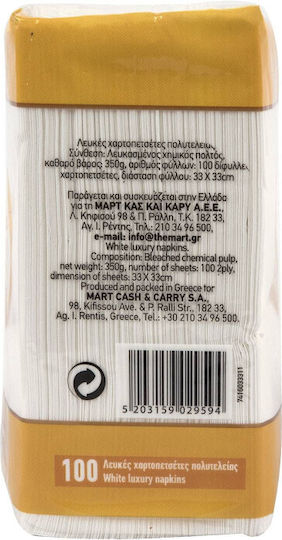 Yellow 100 Napkins White