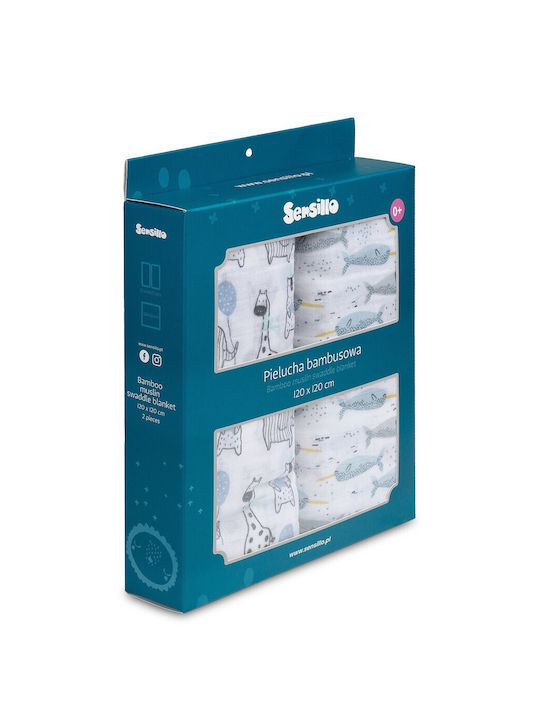 Sensillo Swaddle Blanket White 120x120cm 2 Pieces