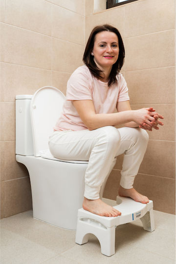 Taburet Toaletă Rabatabil Fiziotab Împotriva Constipației Hemoroizilor Suport Pentru Picioare Poziție Ghemuit Pe Toaletă Adulți Copii Plastic Durabil Alb Înălțime 17 Cm