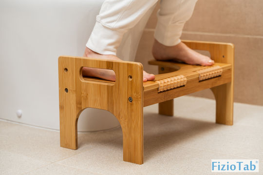 Fiziotab Bamboo Toilet Stool Raised Toilet Seat Correct Positioning Adjustable Height Brown