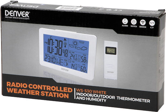 Denver WS-530 S0426444 Ασύρματος Μετεωρολογικός Σταθμός Ψηφιακός Επιτραπέζιος Λευκός