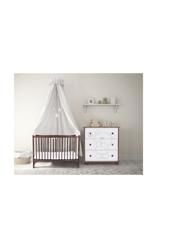 Drewex Bear & Butterfly Комплекти бебешки мебели с Креват и Комод Бял / Кафяв DR401K