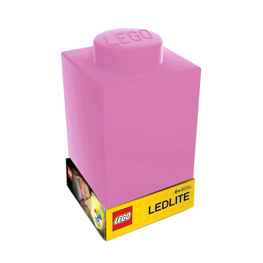 Joy-Toy LED Kinder Dekorative Lampe Lego Brick Rosa 8x8x15εκ.