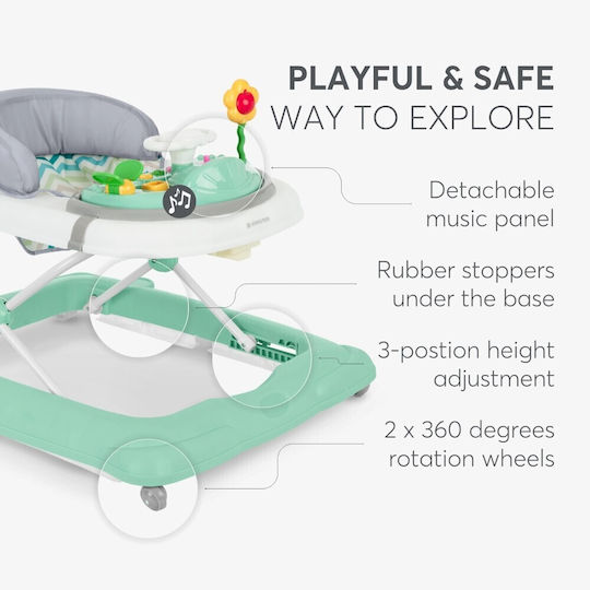 Kikka Boo Baby Walker with Music for 6+ Months Green
