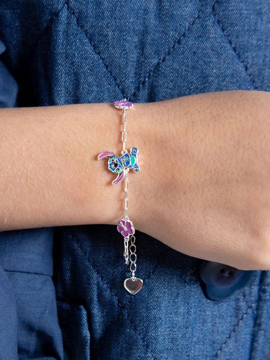 Kritsimis Βραχιόλι Αλυσίδα Lilo Stitch Flower από Ασήμι