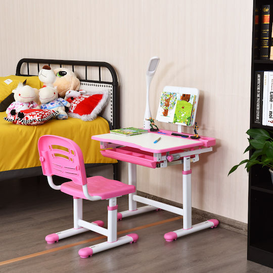 Kids Desk made of Melamine Pink 66x49.5x54cm