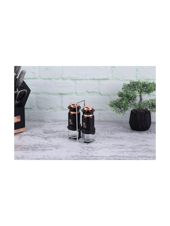 Berlinger Haus Black Rose Collection Σετ Αλατοπίπερο Μεταλλικό με Βάση 3τμχ