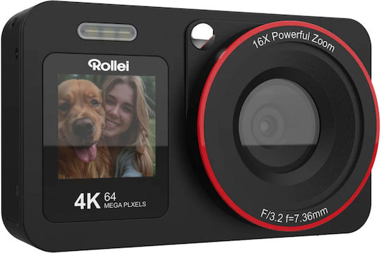 Rollei Compactline 64 Dual Screen Compact Φωτογραφική Μηχανή 64MP 4K UHD Μαύρη