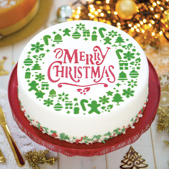 Decora Στένσιλ Ζαχαροπλαστικής Merry Christmas από Μέταλλο 25cm 8024622070878