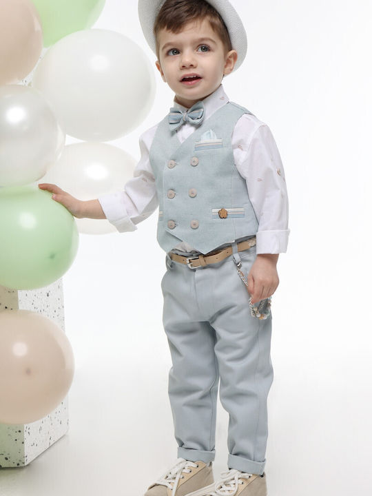 Mi Chiamo Boys Baptism Suit with Vest Green