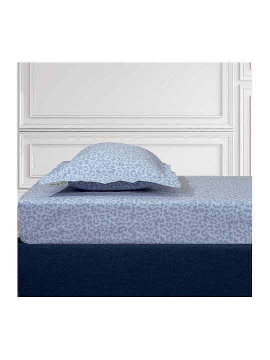 Greenwich Polo Club Sheet for Single Bed with Elastic 100x200+35cm. Loft 2288 Baby Blue