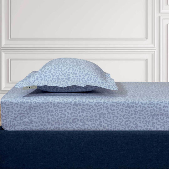 Greenwich Polo Club Sheet for Single Bed with Elastic 100x200+35cm. Loft 2288 Baby Blue