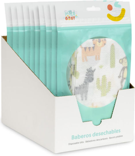 Interbaby Single Use Bib Plastic with Pocket Multicolored 10pcs