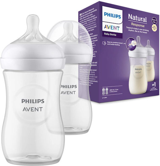 Philips Πλαστικό Μπιμπερό Κατά των Κολικών με Θηλή Σιλικόνης για 0+ μηνών Διάφανο 260ml