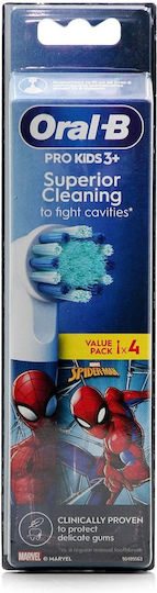 Oral-B Electric Toothbrush Replacement Heads Spiderman 4 Pieces for 3+ Years