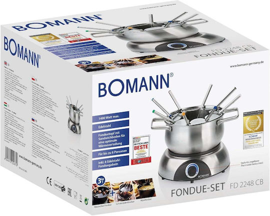 Clatronic Vas pentru Fondue Electric Metalic 8 Persoane Argintiu 1400W