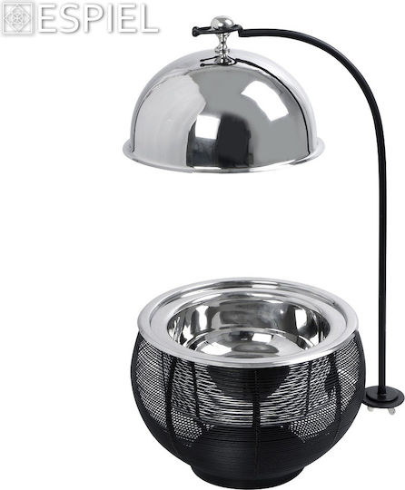 Espiel Chafing Dish Metallic Fondue Pot with Tea Light Gray 30x30x32cm