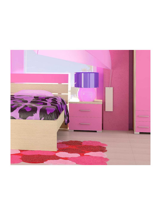 Wooden Kids Bedside Table Pink 52x46x35cm