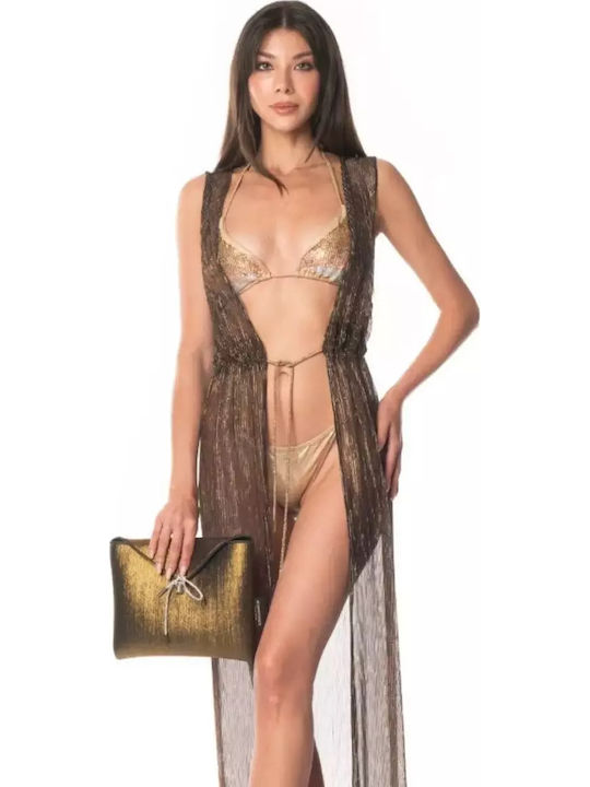 Acquadicocco Damen Maxi Kimono Strand Braun