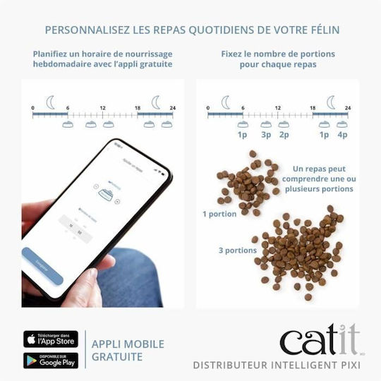 Catit Pixi Αυτόματo Ανοξείδωτο Μπολ Φαγητού για Σκύλο & Γάτα με Βάση σε Λευκό Χρώμα