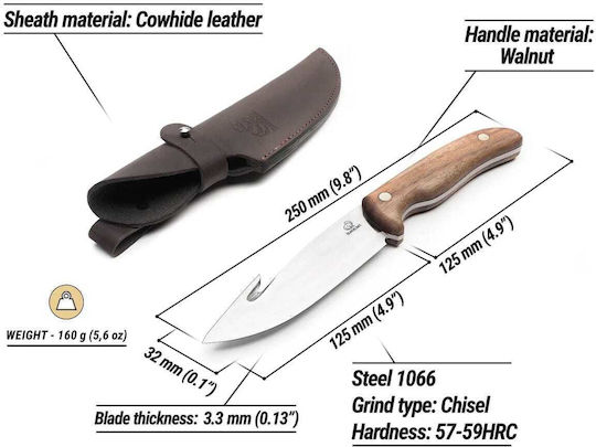 Beaver Craft Μαχαίρι Καφέ σε Δερμάτινη Θήκη