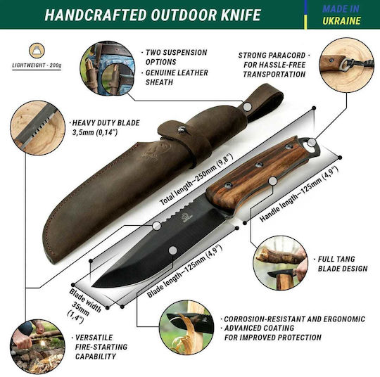 Beaver Craft Кафяв Нож с Кожен Калъф